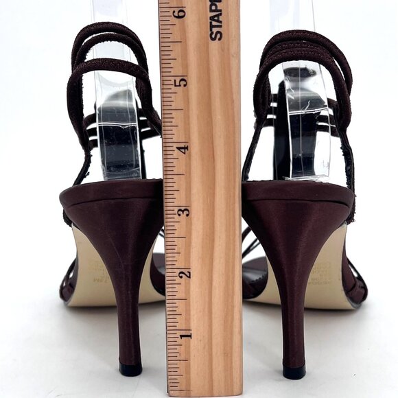 Apostrophe Reggae Embellished Brown Strappy Heels Shoe Womens 7.5M Beaded Detail - Picture 8 of 13